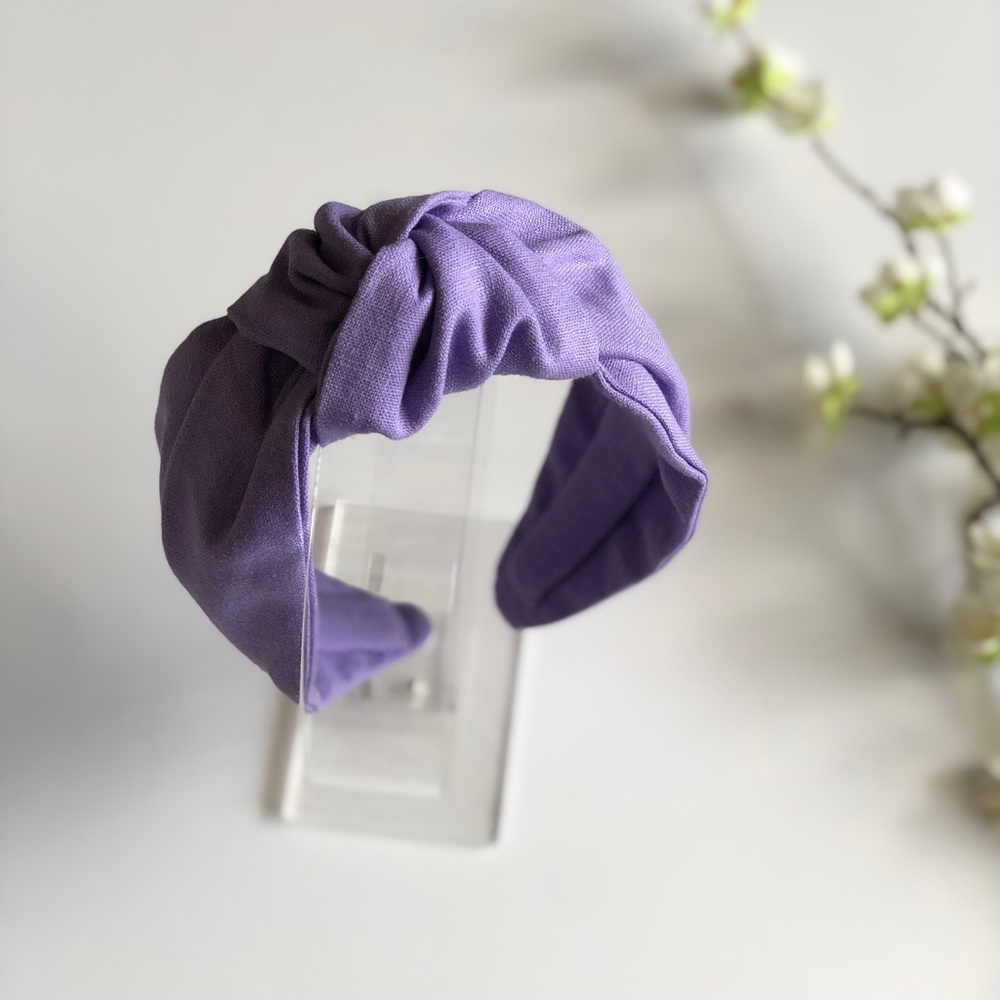 Yobys' Floral Violet Linen Knot Headband